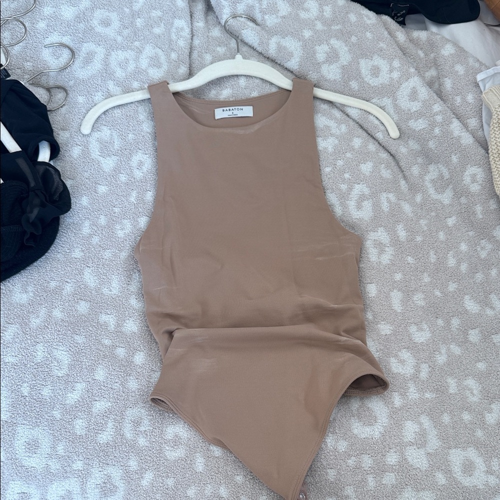 Babaton Beige Sleeveless Bodysuit